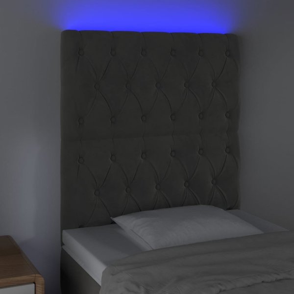 vidaXL Zaglobek do lozka z LED, ciemnoszary, 80x7x118/128 cm, aksamit