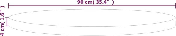 vidaXL Στρογγυλή επιφάνεια τραπεζιού, 90x4 cm, ακατέργαστο δρύινο ξύλο