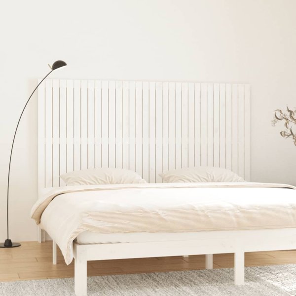 vidaXL Κεφαλάρι κρεβατιού λευκό, 204x3x110 cm, μασίφ ξύλο πεύκου