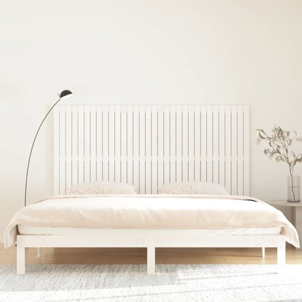 vidaXL Κεφαλάρι κρεβατιού λευκό, 204x3x110 cm, μασίφ ξύλο πεύκου