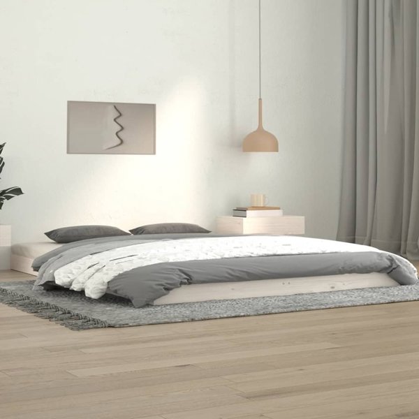 vidaXL Rama lozka biala 140x190 cm lite drewno sosnowe