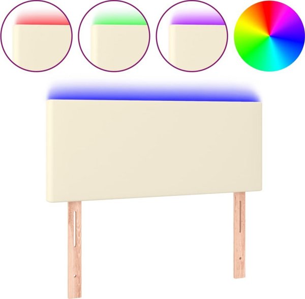 vidaXL Κεφαλάρι κρεβατιού με LED, κρεμ 100x5x78/88cm, από τεχνητό δέρμα