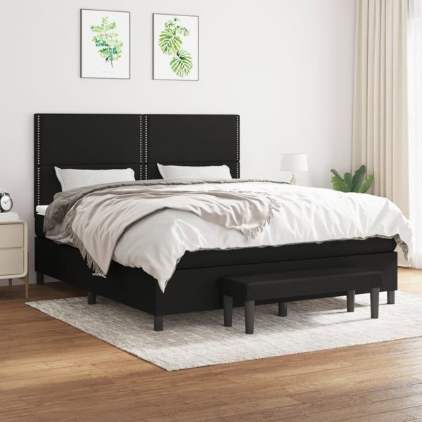 vidaXL Κρεβάτι continental με στρώμα, μαύρο, ύφασμα, 160x200 εκ