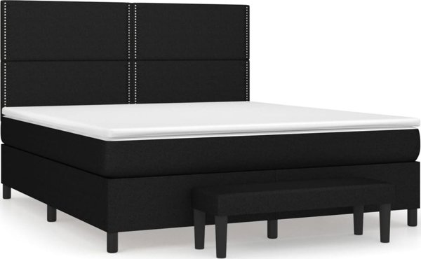 vidaXL Κρεβάτι continental με στρώμα, μαύρο, ύφασμα, 160x200 εκ