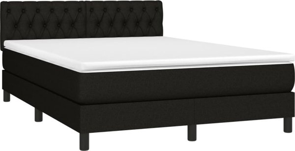 vidaXL Κρεβάτι Continental με στρώμα, μαύρο, 140x200 εκ, ύφασμα