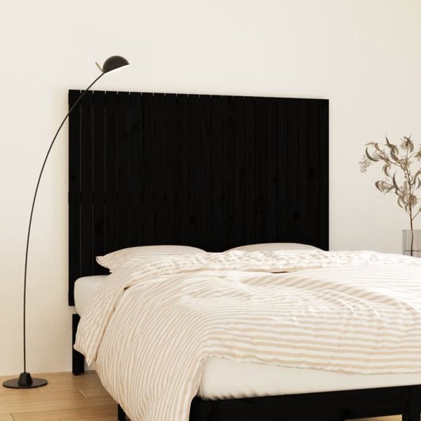 vidaXL Wezglowie κρεβατιού, μαύρο, 146,5x3x110 εκ, μασίφ πεύκο