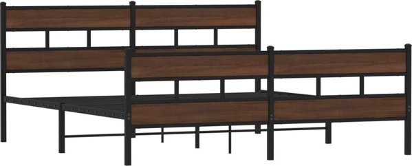 vidaXL Metalliki rampa lozkou, choris mattress, brazni sonoma, 200x200 cm