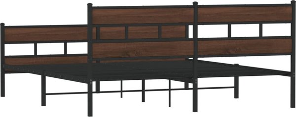 vidaXL Metalliki rampa lozkou, choris mattress, brazni sonoma, 200x200 cm