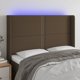 vidaXL Επικεφαλάρι κρεβατιού με LED, σκούρο καφέ, 147x16x118/128 cm, ύφασμα