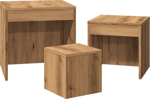 vidaXL Σετ 3 τραπεζάκια nesting, χρώμα δρυς artisan