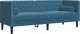vidaXL Καναπές Chesterfield 3θέσιος με κυλινδρικά μαξιλάρια, μπλε, βελούδο