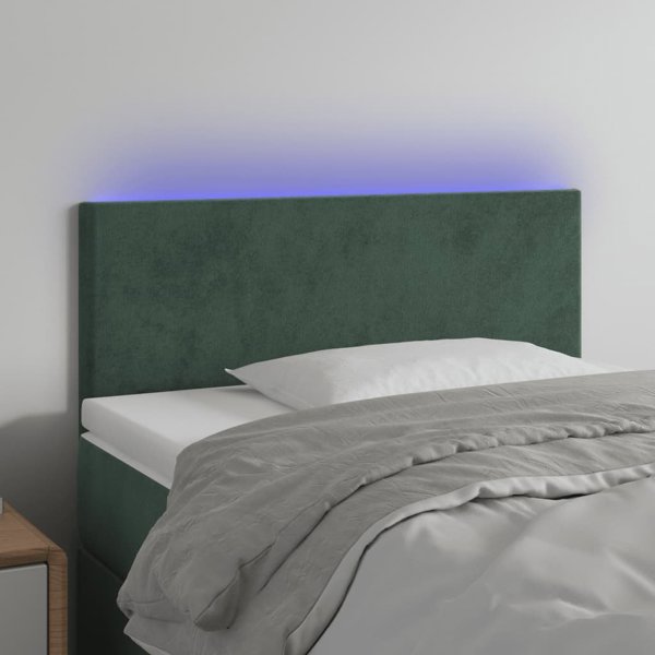 vidaXL Κεφαλάρι κρεβατιού με LED, σκούρο πράσινο, 80x5x78/88 cm, βελούδο