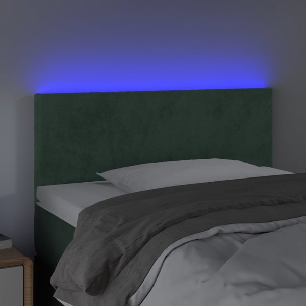 vidaXL Κεφαλάρι κρεβατιού με LED, σκούρο πράσινο, 80x5x78/88 cm, βελούδο