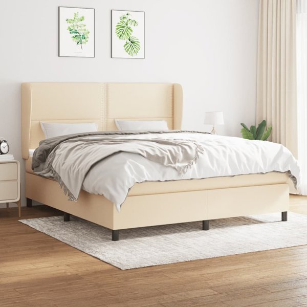 vidaXL Λιβινγκ Κρεβάτι με Στρώμα, Κρεμ Ύφασμα 180x200 cm