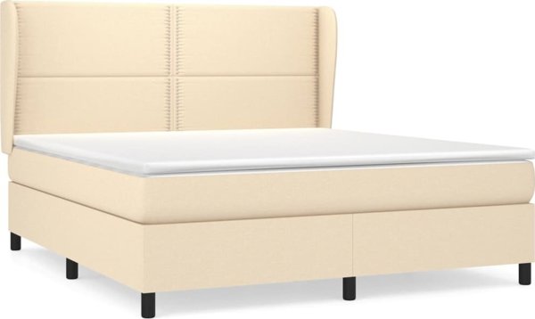 vidaXL Λιβινγκ Κρεβάτι με Στρώμα, Κρεμ Ύφασμα 180x200 cm