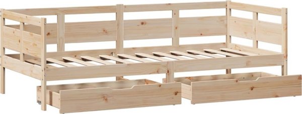 vidaXL Ημερήσιο κρεβάτι με συρτάρια, 90x190 εκ., μασίφ πεύκο