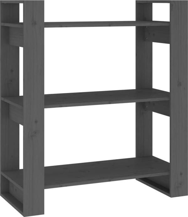 Ράφι βιβλίων/διαχωριστικό vidaXL, γκρι, 80x35x91 cm, πεύκινο ξύλο