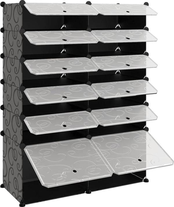 vidaXL vidaXL Stojak na buty, czarny, 94x37x125 cm, PP