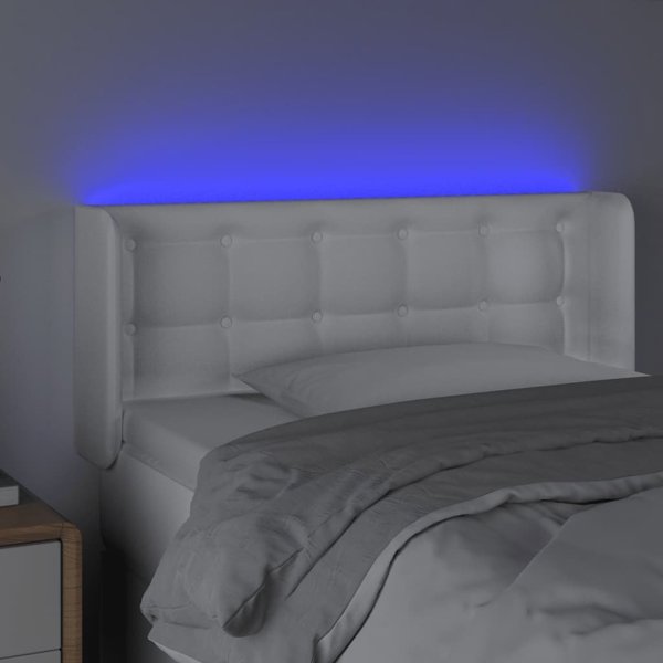 vidaXL Zaglowek do lozka me LED, bialy, 83x16x78/88 cm, sztuczna skora