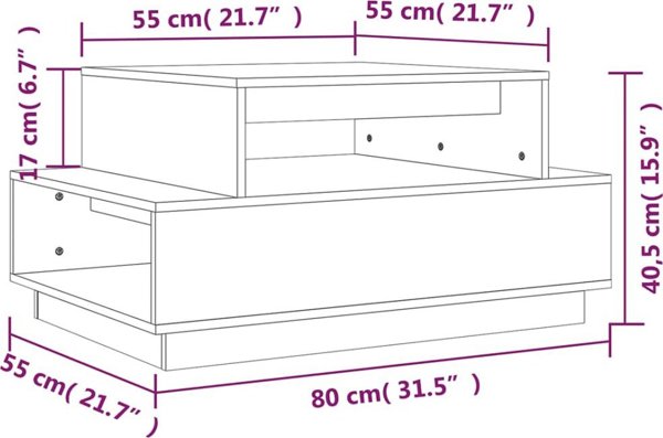 vidaXL Stolik kawowy, czarny, 80x55x40,5 cm, lite drewno sosnowe