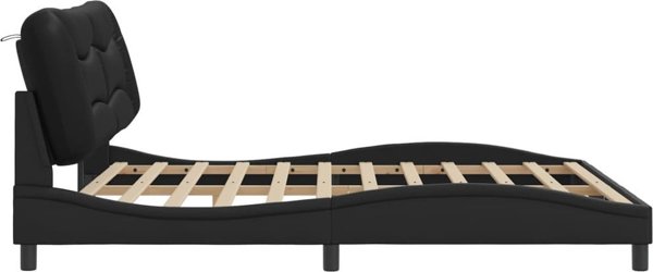 vidaXL Rama κρεβατιού με κεφαλάρι, μαύρο, 180x200 cm, συνθετικό δέρμα