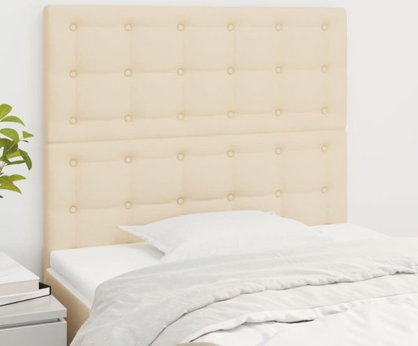 vidaXL Σετ 2 κρεμ κεφαλάρια κρεβατιού, 100x5x78/88 cm, ύφασμα