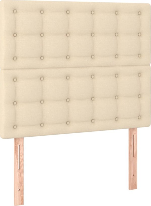 vidaXL Σετ 2 κρεμ κεφαλάρια κρεβατιού, 100x5x78/88 cm, ύφασμα