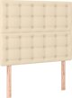 vidaXL Σετ 2 κρεμ κεφαλάρια κρεβατιού, 100x5x78/88 cm, ύφασμα