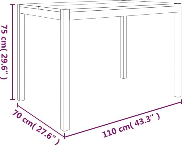 vidaXL Τραπέζι τραπεζαρίας, 110x70x75 cm, μασίφ ξύλο ακακίας