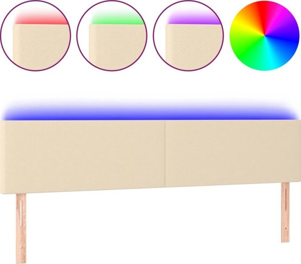 vidaXL Κεφαλάρι κρεβατιού με LED, κρεμ, 160x5x78/88 cm, ύφασμα