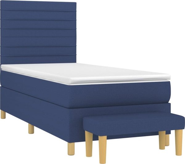 vidaXL Λιτό κρεβάτι με στρώμα, μπλε, ύφασμα 100x200 cm