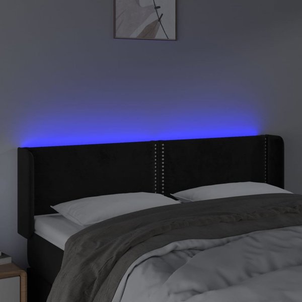 vidaXL Κεφαλάρι Κρεβατιού με LED, Μαύρο, 147x16x78/88 εκ., Βελούδο