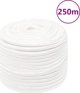 vidaXL Linka zeglarska, biala jednolita, 12 mm, 250 m, polipropylen