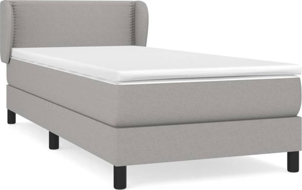 vidaXL Κρεβάτι Continental με Στρώμα, Ανοιχτό Γκρι, Υφασμάτινο, 100x200cm