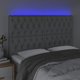 vidaXL Προσκέφαλο κρεβατιού με LED, ανοιχτό γκρι, 144x7x118/128 cm, ύφασμα