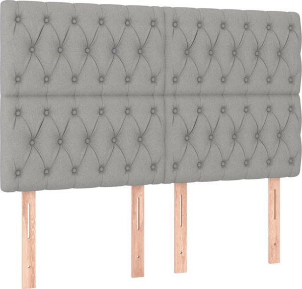 vidaXL Προσκέφαλο κρεβατιού με LED, ανοιχτό γκρι, 144x7x118/128 cm, ύφασμα