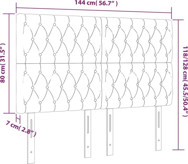vidaXL Προσκέφαλο κρεβατιού με LED, ανοιχτό γκρι, 144x7x118/128 cm, ύφασμα