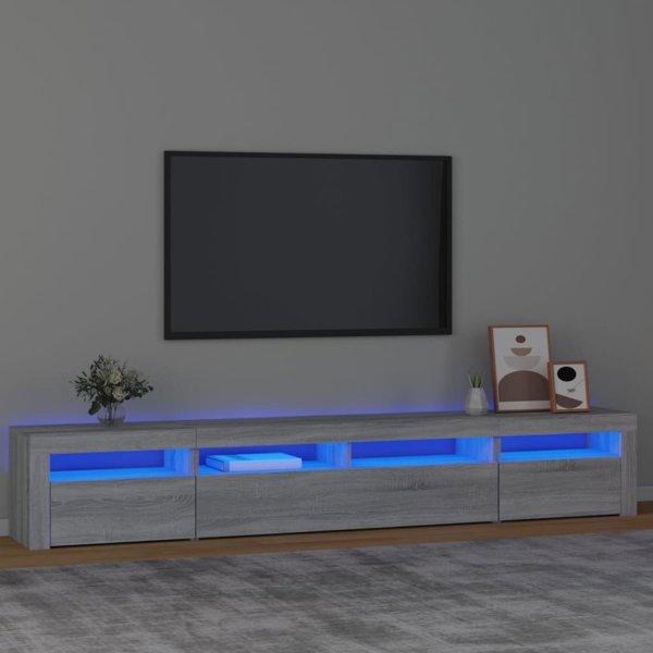 vidaXL Έπιπλο TV με LED φωτισμό, γκρι Sonoma δρυς, 240x35x40 cm
