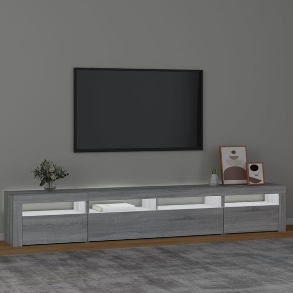 vidaXL Έπιπλο TV με LED φωτισμό, γκρι Sonoma δρυς, 240x35x40 cm