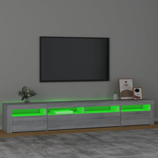 vidaXL Έπιπλο TV με LED φωτισμό, γκρι Sonoma δρυς, 240x35x40 cm
