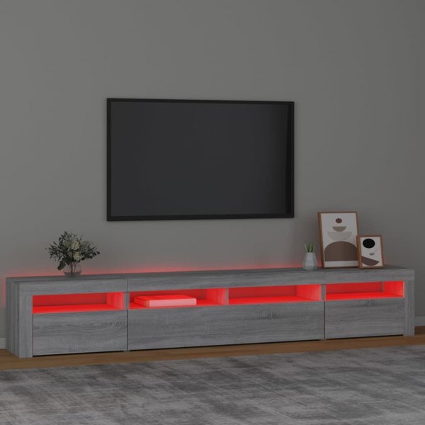 vidaXL Έπιπλο TV με LED φωτισμό, γκρι Sonoma δρυς, 240x35x40 cm