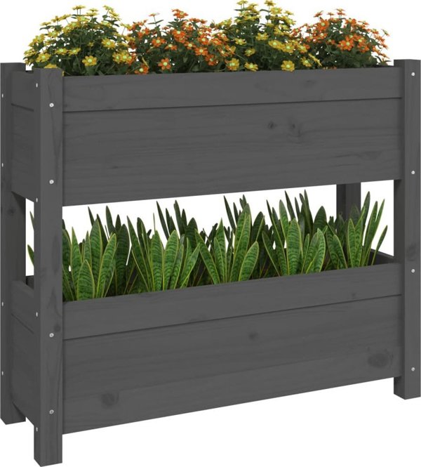 vidaXL Donica, szara, 77x25x66 cm, lite drewno sosnowe