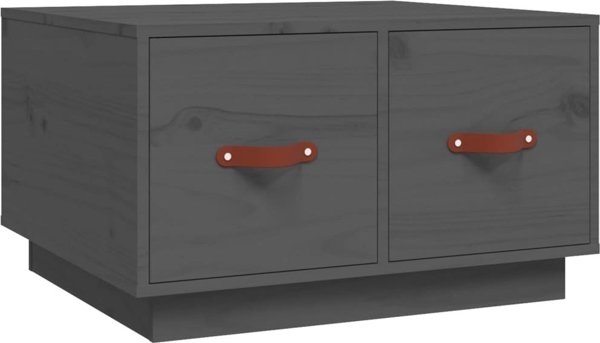 vidaXL Stolik kawowy, szary, 60x53x35 cm, lite drewno sosnowe