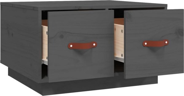 vidaXL Stolik kawowy, szary, 60x53x35 cm, lite drewno sosnowe