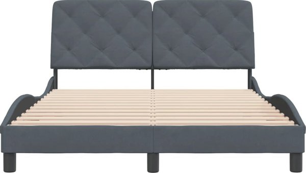 vidaXL Rama κρεβατιού με κεφαλάρι, σκούρο γκρι, 140x190 εκ., βελούδινη