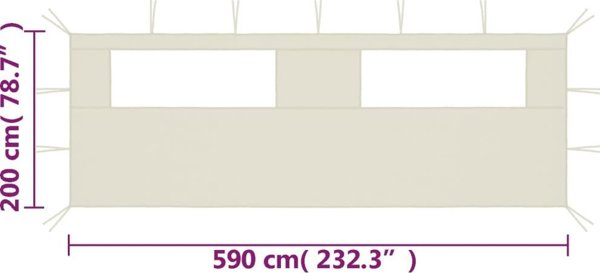 vidaXL Τοιχοποιία με παράθυρα για κιόσκι, 6x2 μ., κρεμ
