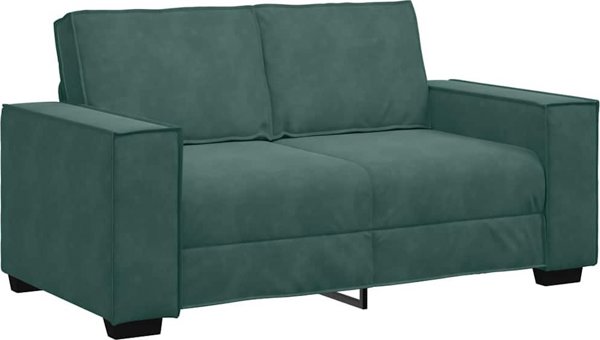 vidaXL Sofa 2-osobowa, ciemnozielona, 120 cm, tapicerowana aksamitem