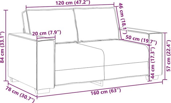 vidaXL Sofa 2-osobowa, ciemnozielona, 120 cm, tapicerowana aksamitem