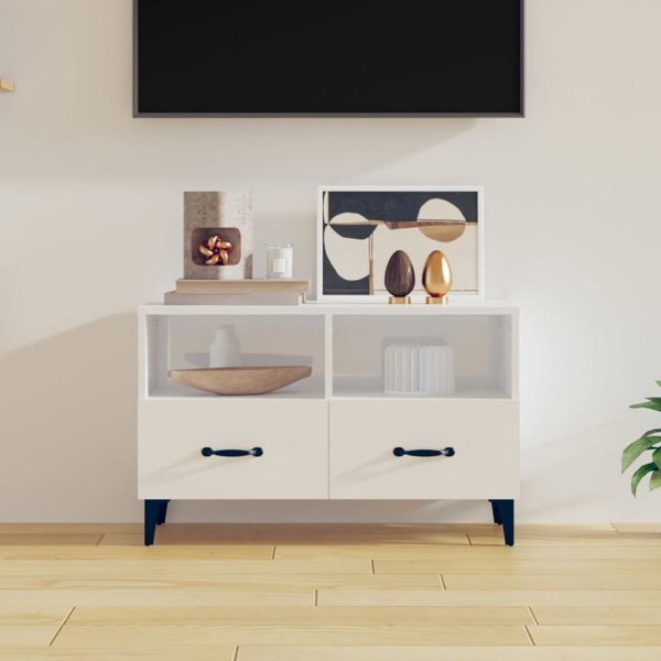 vidaXL Έπιπλο τηλεόρασης, λευκό, υψηλή γυαλάδα, 80x36x50 εκ