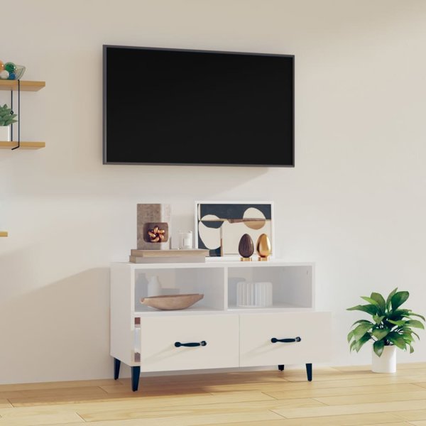 vidaXL Έπιπλο τηλεόρασης, λευκό, υψηλή γυαλάδα, 80x36x50 εκ